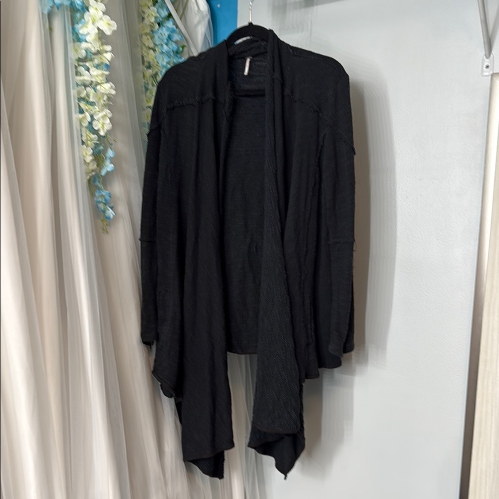 Free people Black Women's open sweater cardigan raw hem medium​